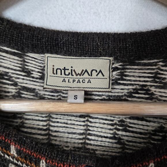 Intiwara 100% Alpaca Cardigan S Multicolor Geo Print Button Front Hand Made - Picture 7 of 13